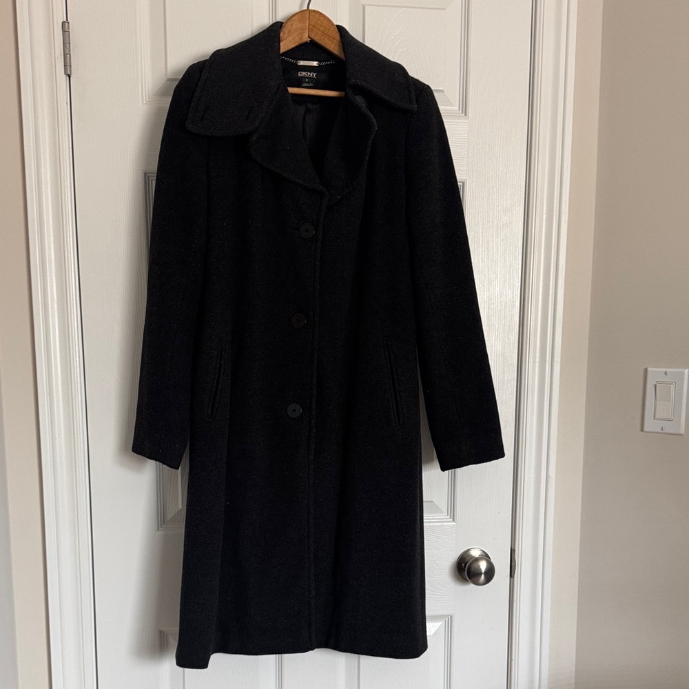 DKNY Classic Black Trench Coat